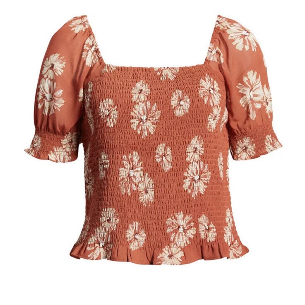 Floral Smocked Rust Top